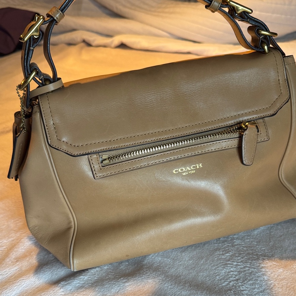 Coach Caramel Leather Shoulder Bag with Tassel - Picture 3 of 5